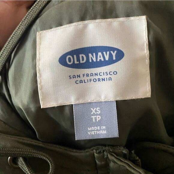 Old Navy Olive Green Jacket Faux fur Hood Utility Crocodile Tears - Picture 12 of 14